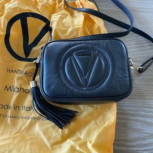 New Valentino Black Leather Camera Bag